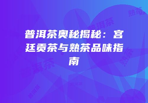 普洱茶奥秘揭秘：宫廷贡茶与熟茶品味指南