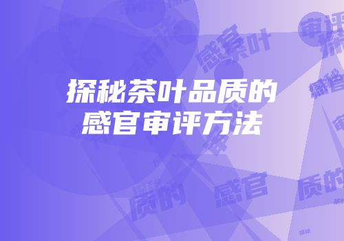 探秘茶叶品质的感官审评方法