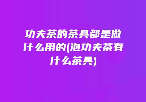功夫茶的茶具都是做什么用的(泡功夫茶有什么茶具)