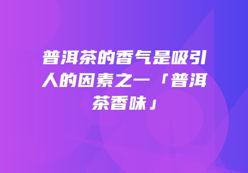 普洱茶的香气是吸引人的因素之一「普洱茶香味」