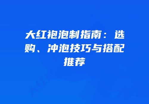 大红袍泡制指南：选购、冲泡技巧与搭配推荐