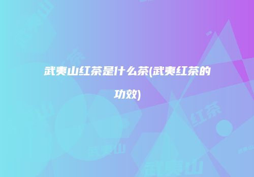 武夷山红茶是什么茶(武夷红茶的功效)