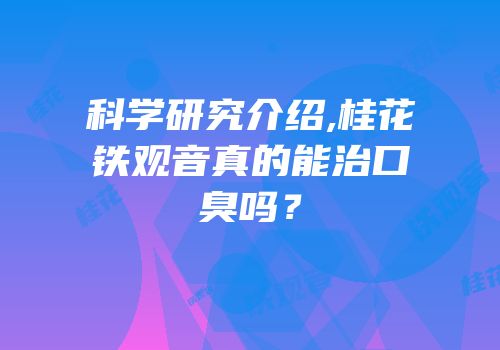 科学研究介绍,桂花铁观音真的能治口臭吗？
