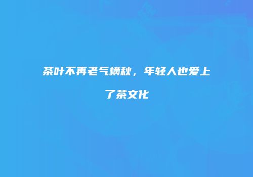 茶叶不再老气横秋，年轻人也爱上了茶文化