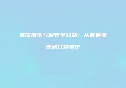 茶壶清洗与保养全攻略：从茶垢清理到日常维护