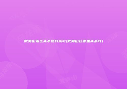 武夷山景区买不到好茶叶(武夷山在哪里买茶叶)