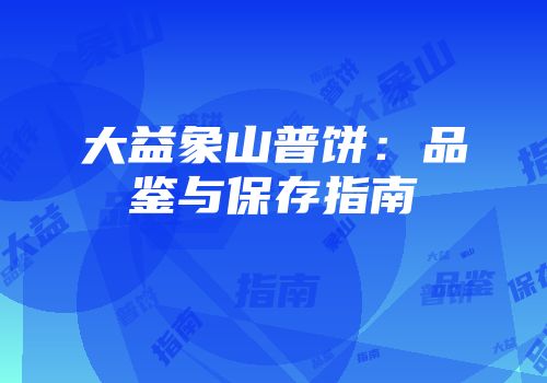 大益象山普饼：品鉴与保存指南