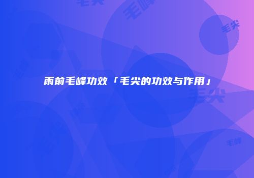 雨前毛峰功效「毛尖的功效与作用」