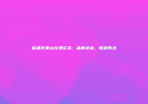 福建武夷山玫瑰花茶：品质卓越，脱颖而出
