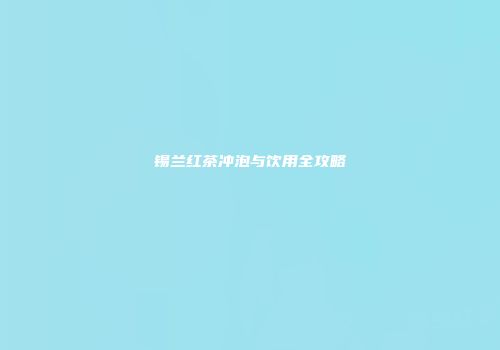 锡兰红茶冲泡与饮用全攻略