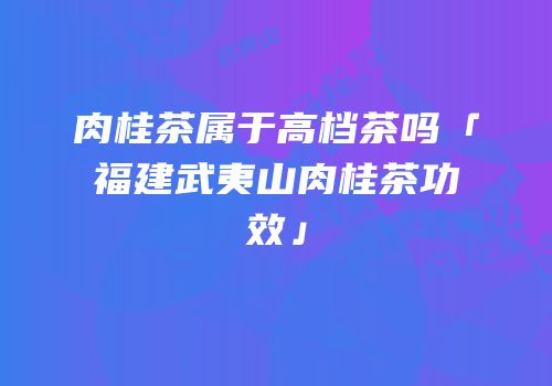 肉桂茶属于高档茶吗「福建武夷山肉桂茶功效」
