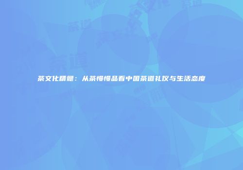 茶文化精髓：从茶慢慢品看中国茶道礼仪与生活态度