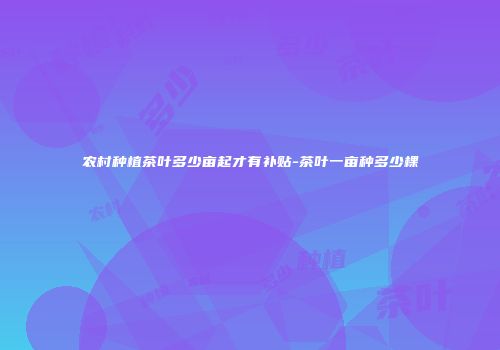 农村种植茶叶多少亩起才有补贴-茶叶一亩种多少棵