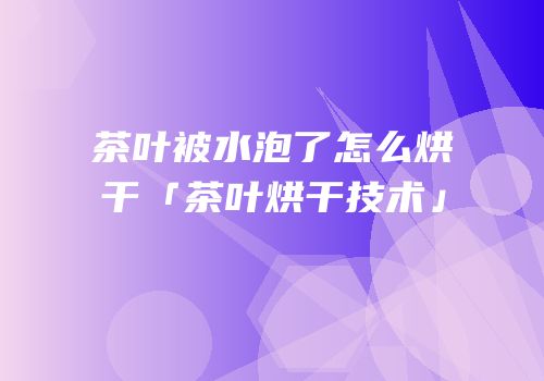 茶叶被水泡了怎么烘干「茶叶烘干技术」