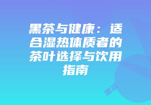 黑茶与健康：适合湿热体质者的茶叶选择与饮用指南