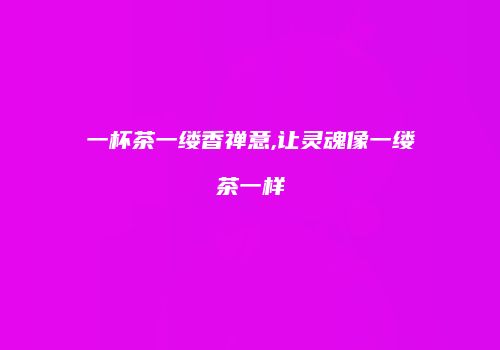 一杯茶一缕香禅意,让灵魂像一缕茶一样