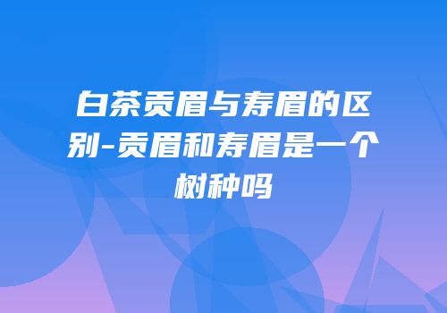 白茶贡眉与寿眉的区别-贡眉和寿眉是一个树种吗