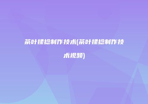茶叶揉捻制作技术(茶叶揉捻制作技术视频)
