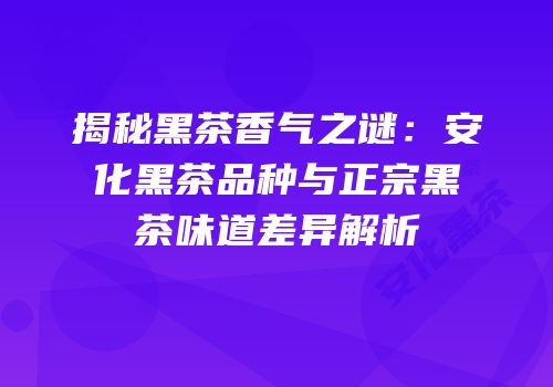 揭秘黑茶香气之谜：安化黑茶品种与正宗黑茶味道差异解析