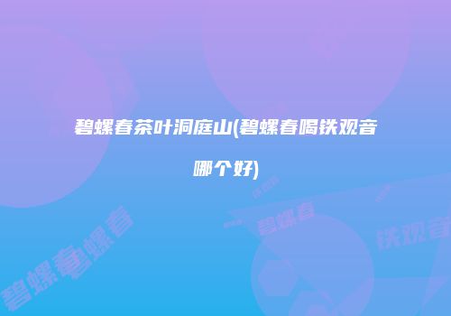 碧螺春茶叶洞庭山(碧螺春喝铁观音哪个好)