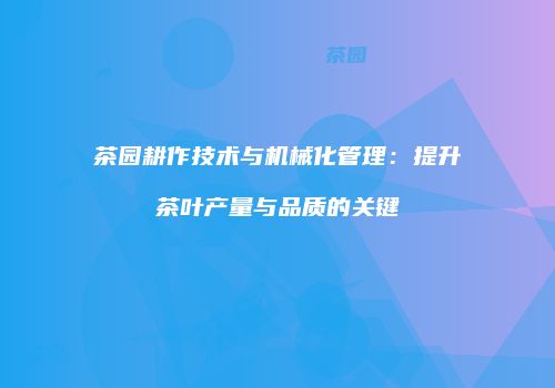 茶园耕作技术与机械化管理：提升茶叶产量与品质的关键