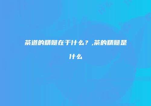 茶道的精髓在于什么？,茶的精髓是什么