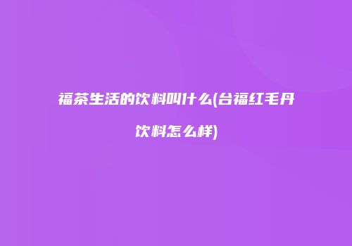 福茶生活的饮料叫什么(台福红毛丹饮料怎么样)