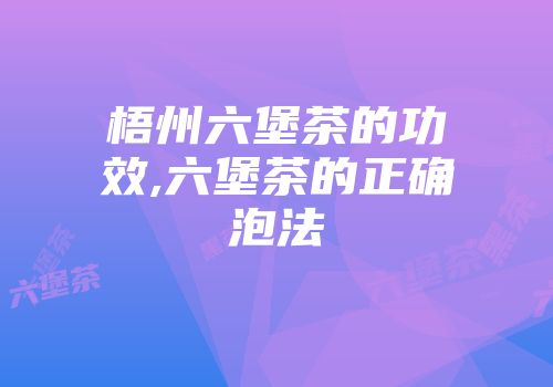 梧州六堡茶的功效,六堡茶的正确泡法