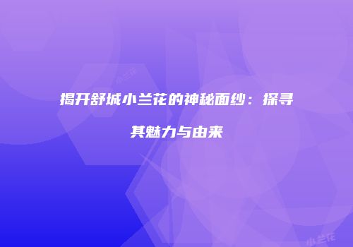 揭开舒城小兰花的神秘面纱：探寻其魅力与由来