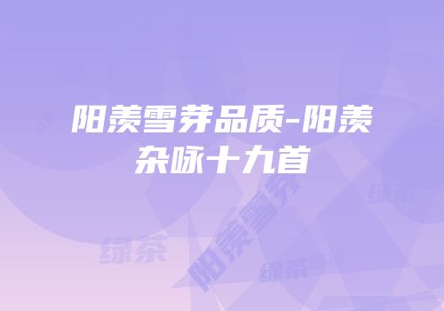 阳羡雪芽品质-阳羡杂咏十九首