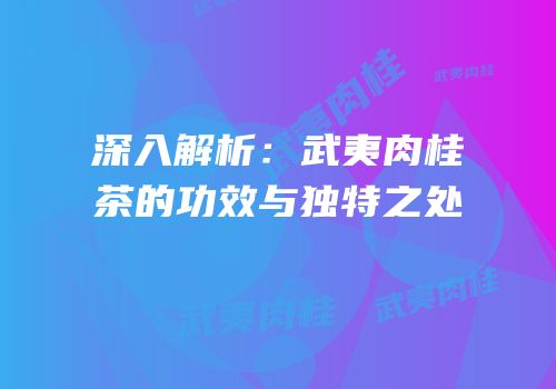 深入解析：武夷肉桂茶的功效与独特之处