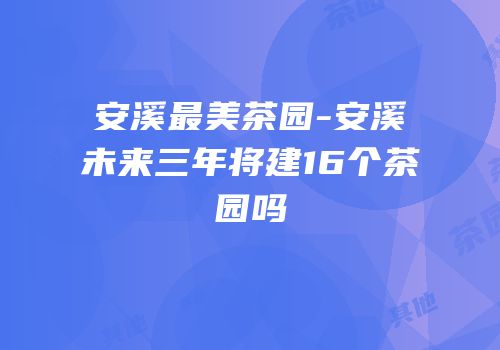 安溪最美茶园-安溪未来三年将建16个茶园吗