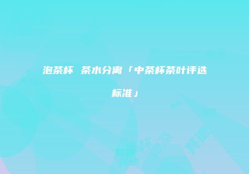 泡茶杯 茶水分离「中茶杯茶叶评选标准」