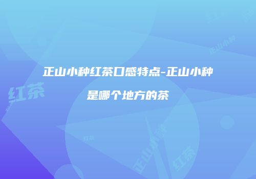 正山小种红茶口感特点-正山小种是哪个地方的茶
