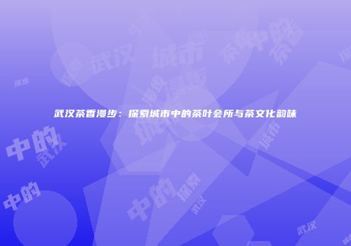 武汉茶香漫步：探索城市中的茶叶会所与茶文化韵味