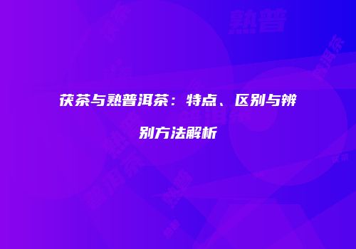 茯茶与熟普洱茶：特点、区别与辨别方法解析