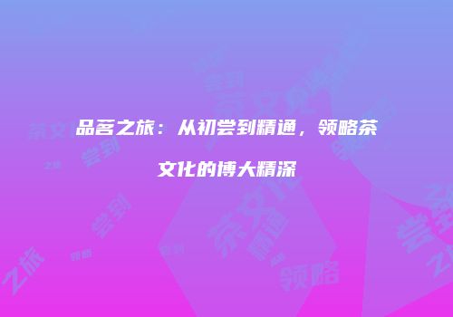 品茗之旅：从初尝到精通，领略茶文化的博大精深