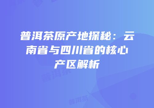 普洱茶原产地探秘：云南省与四川省的核心产区解析