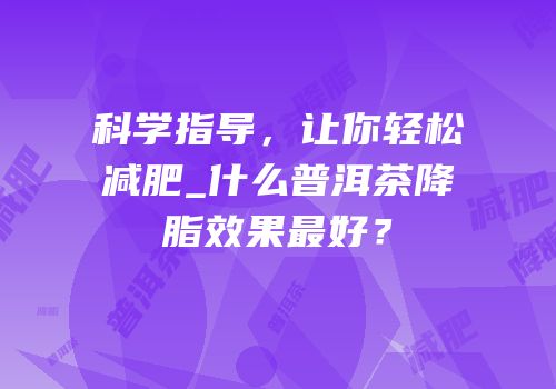 科学指导，让你轻松减肥_什么普洱茶降脂效果最好？