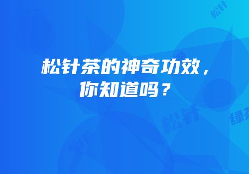 松针茶的神奇功效，你知道吗？