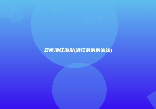 云南滇红泡发(滇红茶的的泡法)