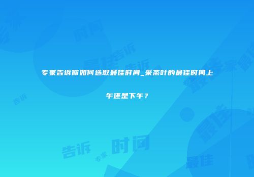 专家告诉你如何选取最佳时间_采茶叶的最佳时间上午还是下午？