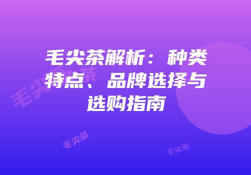 毛尖茶解析：种类特点、品牌选择与选购指南