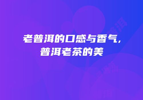 老普洱的口感与香气,普洱老茶的美
