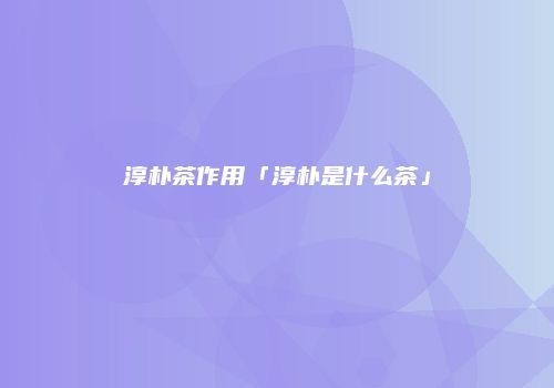 淳朴茶作用「淳朴是什么茶」