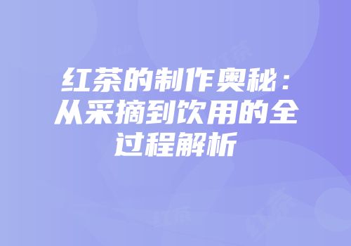 红茶的制作奥秘：从采摘到饮用的全过程解析