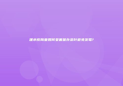 建水紫陶壶如何妥善保存茶叶避免发霉?