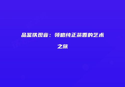品鉴铁观音：领略纯正茶香的艺术之旅