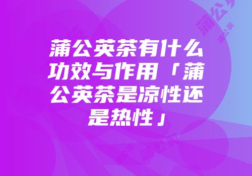 蒲公英茶有什么功效与作用「蒲公英茶是凉性还是热性」