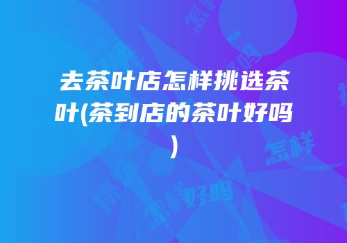 去茶叶店怎样挑选茶叶(茶到店的茶叶好吗)